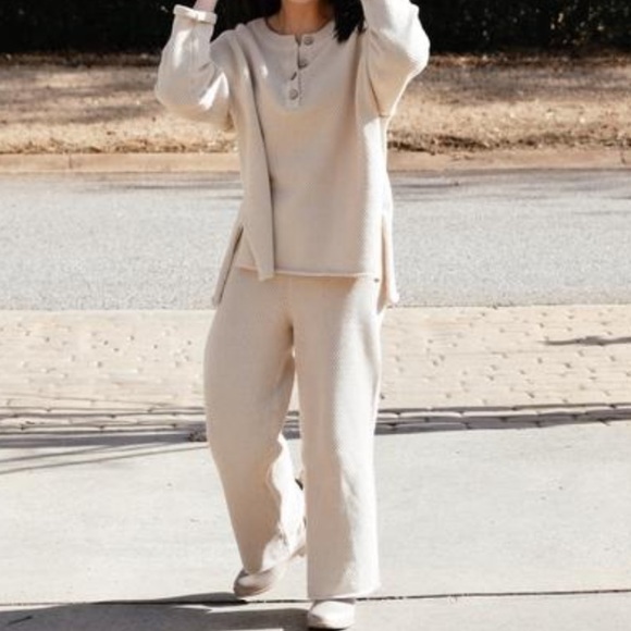 FREE PEOPLE Hailee sweater set size large Ivory Heather NWT - Picture 10 of 12